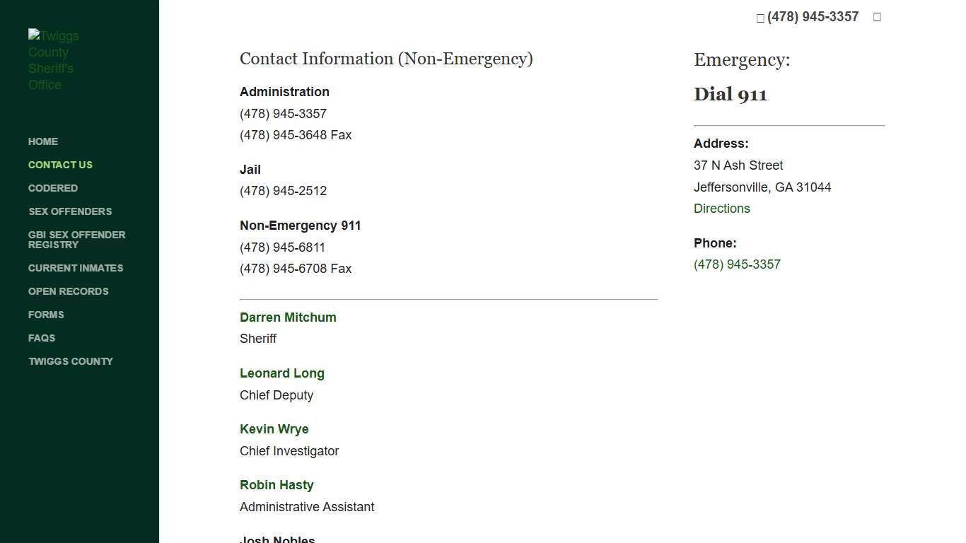 Contact Us | Twiggs County Sheriff's Office